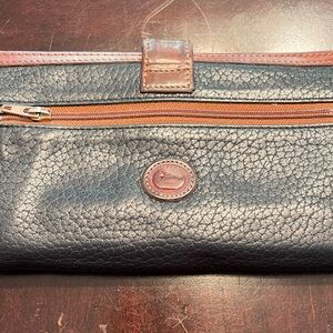 Vintage Dooney & Bourke Black and Brown Leather Wallet